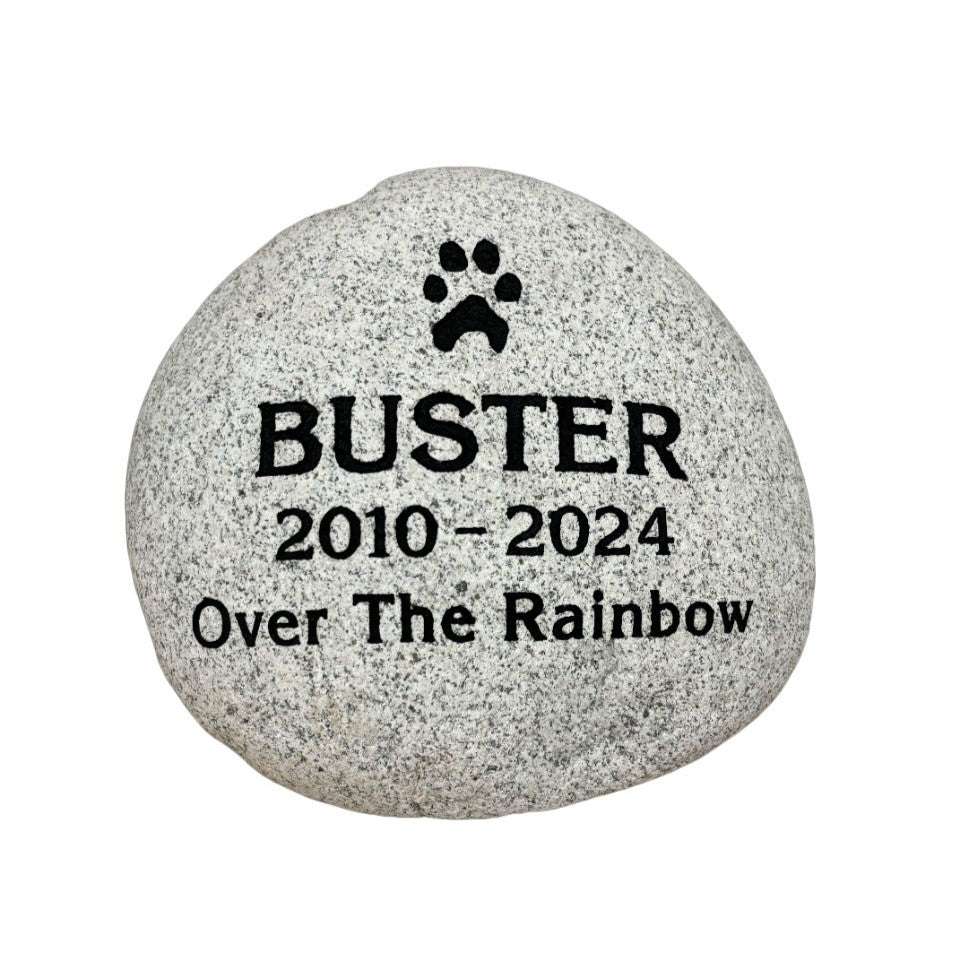 Large, Real Paw: 9-11" Engraved Natural Stone Pet Memorial