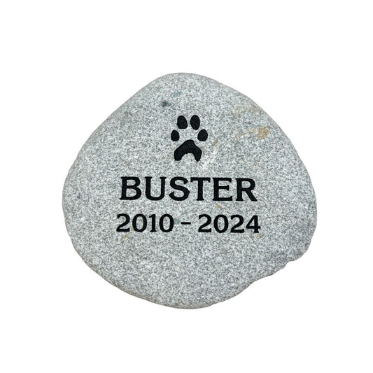 Medium, Real Paw: 6-9" Engraved Natural Stone Pet Memorial