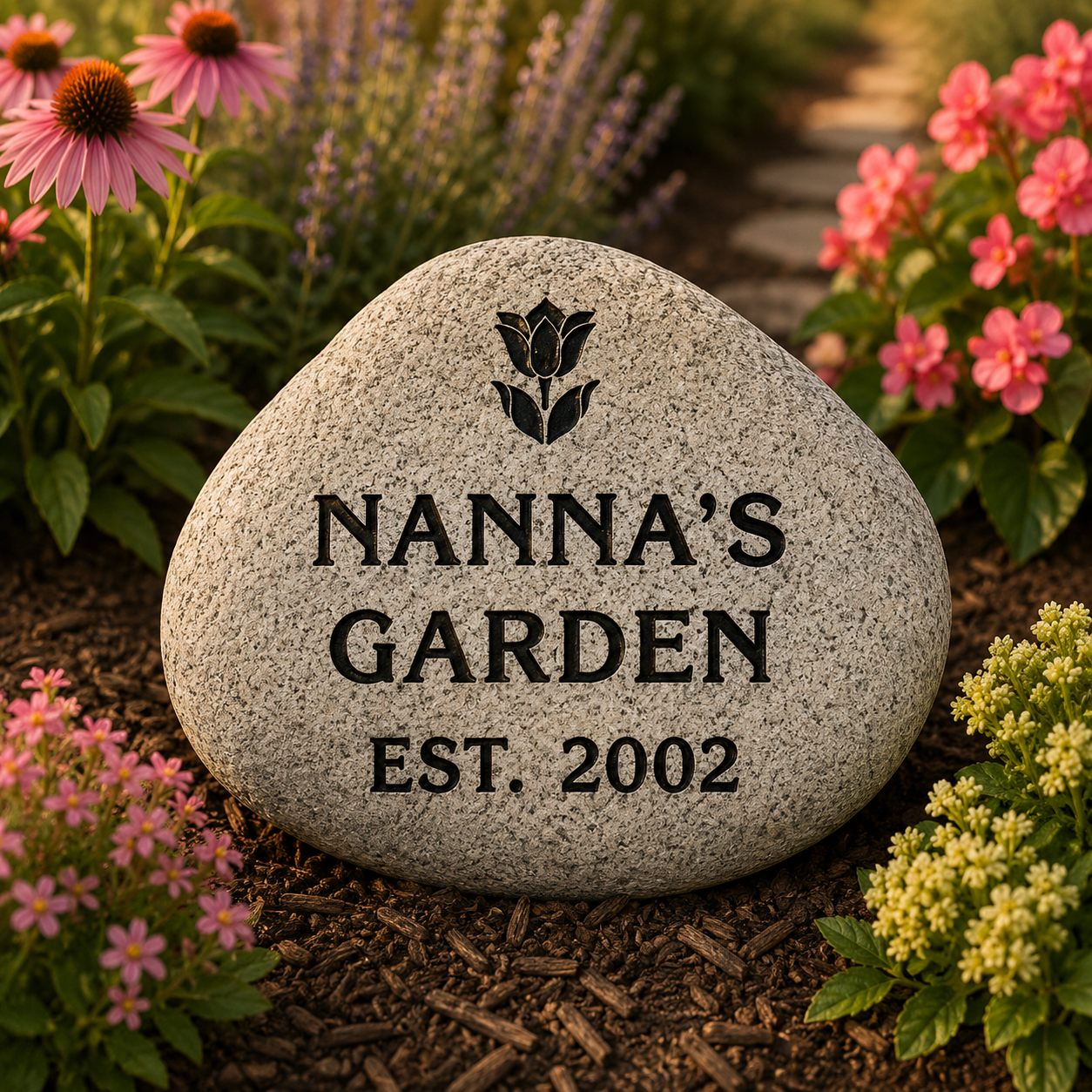 Large: 9-11" Custom Engraved Natural Stone Decor