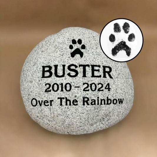 Large, Real Paw: 9-11" Engraved Natural Stone Pet Memorial